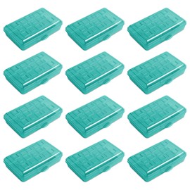 Sterilite Small Translucent Plastic Pencil Box Case with Lid for Office Supplies Pen Holders, Molokai Blue Tint (12 Pack)