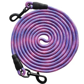 BTINESFUL 8ft 12ft 20ft 30ft 50ft 75ft Dog Tie-Out Long Tether Rope Leash, Outdoor Yard Leash- Large Medium Small Dogs Training, Playing, Camping, Backyard (Pink Blue, 50 Foot)