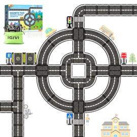 Magnetic Tiles City Road Construction Toys, Magnet Building Blocks for Toddler Kids Toys, Creative Montessori Toys for 3+ Year Old Boys & Girls, Ideal Birthday Christmas Gifting for Kids Ages 3-5 5-7