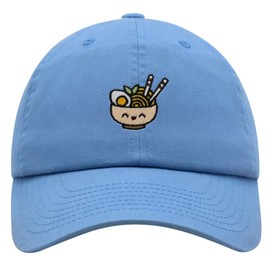 JPAK Noodle Premium Dad Hat Embroidered Cotton Baseball Cap Asian Food Soba Udon Light Blue