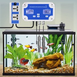 Smart pH ORP Controller Aquarium pH Monitor Wi-Fi for pH/ORP/Temp Measurements in Water w/Calibration, 3 in 1 Nutrient System Dual-Plug Fit with CO2 Bottle & O3 Generator for Hydroponics Plants