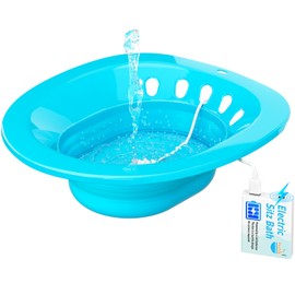 Pochik Sitz Bath, Electric Sitz Bath for Hemorrhoids, Sitz Bath for Toilet Seat, Postpartum Care, Automatic Flushing, Sits Bath Kit for Women, Unisex Sitz Bath Seat for Soak, Collapsible, Deeper Bowl