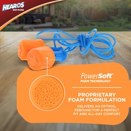 Hearos SoftStar EZ Twist Corded Foam Ear Plugs, Free Case, NRR 30, 1 Pair,Orange,5521