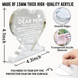 Dear Mom Gifts, For All The Times That I Forgot To Thank You, Heart-Shaped Acrylic Sign, Thank You Gifts for Mom, Acrylic Heart Gifts Decor Sign, Appreciation Gifts for Mother's Day Christmas