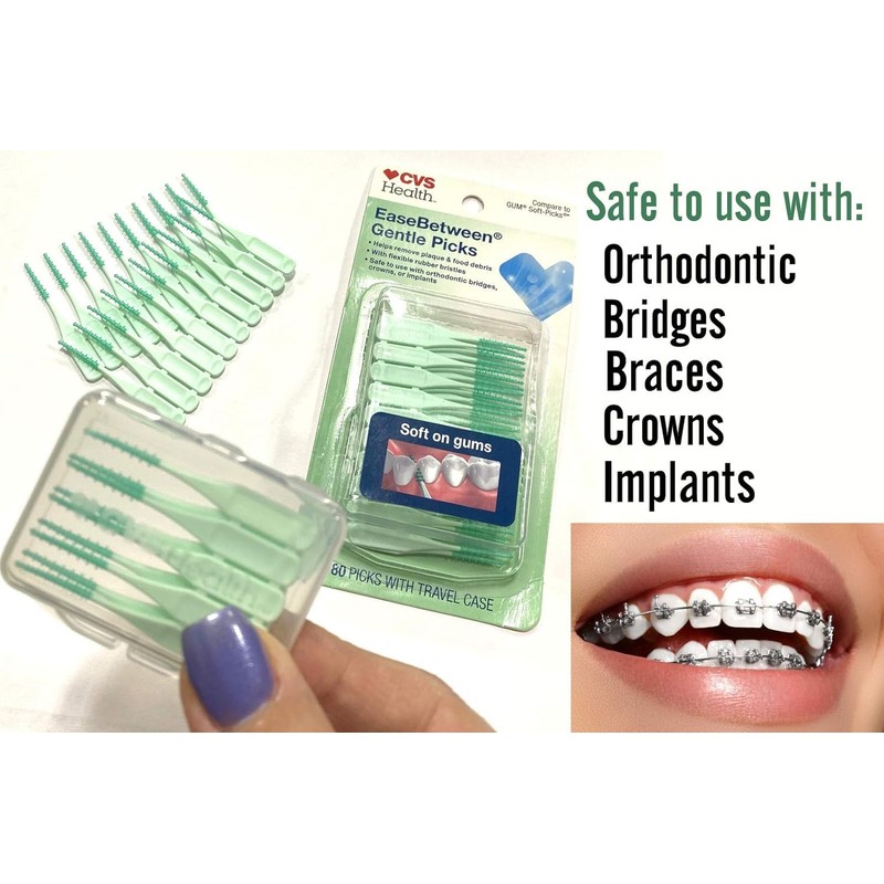 ALAZCO 160pcs Premium Soft Bristle EaseBetween Gentle Picks Flexible Rubber