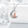 JERWLI Fox on Moon Necklace 925 Sterling Silver Fox Pendant