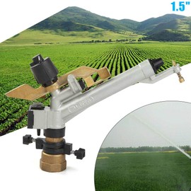 1.5" 360°Adjustable Impact Sprinkler Rain Spray Gun for Large Area Farm Irrigation Water System