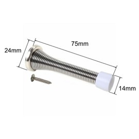 Spring Door Stop Stopper Spring-Aside Doorstop Wall, Skirting or Door Fixings & Screws Pack of 5 Nickel Plated