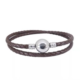 KunBead Jewelry Mens Double Brown Leather Nomination Charm Bracelets Charms for Girls