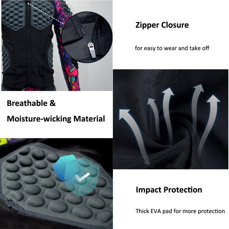 Compression Padded Shirt Girls Softball Heart Guard Sternum Protection Shirts