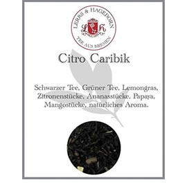 Lerbs & Hagedorn, Black / Green Tea Citro Caribbean Citrus Fruit Flavour 250 g (approx. 20 Litres) Lemongrass Lemon Pieces Pineapple Pieces