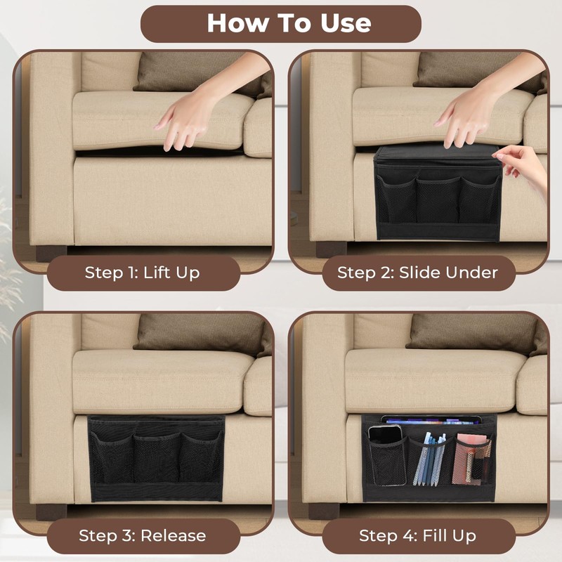Andibro Bedside Storage Organizer with 4 Pockets, Oxford Cloth Bedside