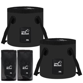 MUXHEL 2PCS Folding Bucket 20L Lightweight Foldable Bucket Portable Folding Water Bucket Multifunctional Collapsible Bucket for Camping Picnic Hiking Traveling Fishing-Black
