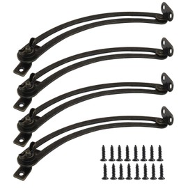 Piutouyar 4 Pack 7 Inch Lid Support Hinge, Black Left and Right Hand Adjustable Support Hinge for Cabinet, Closet, Furniture Hardware