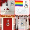Easter Decoration Wreath with Light Handmade Rattan Easter Rabbit Wreath