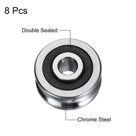 QUARKZMAN Pack of 8 SG25 U-Groove Guide Bearings 8 x 30 x 14 mm U-Groove Roller Wheel (GCr15) Chrome Steel Bearings, ABEC3