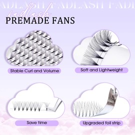 FADLASH Premade Lash Fans C Curl Premade Fans Eyelash Extensions 14D 0.07 Volume Lash Fans Premade Handmade Premade Lash Extensions Fans (14D-0.07C-12mm)