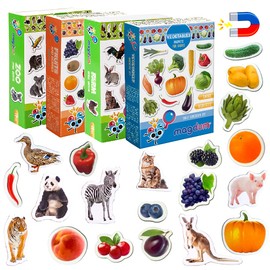 magdum Fridge Magnets For Toddlers 85 SET ZOO+ FARM+ FRUIT+ VEGETABLE Fridge Magnets - Animal Magnets For Toddlers - Fridge Magnets For Kids - Kids Magnets - Magnetic Shapes- Kids Magnets For Fridge