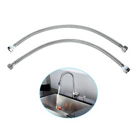 BOWAREPRO Pack of 2 Flex Hose Fittings, Stainless Steel Connection Hose G1/2 Inch x G1/2 Inch, Reinforced Hose Tap, Shower Braid Flexible Hose for Tap Mixer Tap (50 cm)