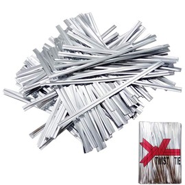 HUPOO Metallic Coloured Twist Ties, 800 pcs 4 In Twist Tie Metallic Foil Ties, Metallic Sealers for Bread Candy Cookie Gift Bag Sealing Ties.(Silver)