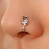 Jugielu Boho Crystal Rabbit Nose Ring Silver Rhinestone Rabbit Nose