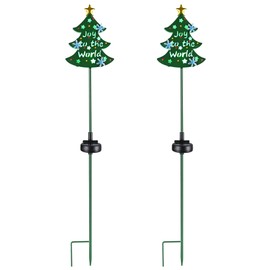 Yescom Solar Pathway Lights Solar Christmas Tree Stake Lights Waterproof Solar Stakes Lights for Outdoor Yard Garden 2 Packs