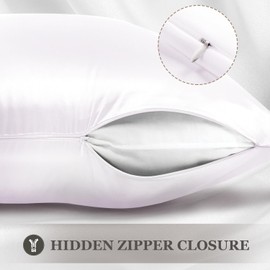 Adubor Mulberry Silk Pillowcase 2 Pack for Hair and Skin with Hidden Zipper, Both Side 23 Momme Silk, 900 Thread Count, 20x30inch, 2PCs, White
