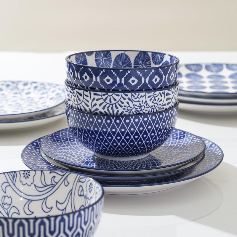 Selamica Ceramic Dinnerware Sets for 6, 24 Piece Plates and