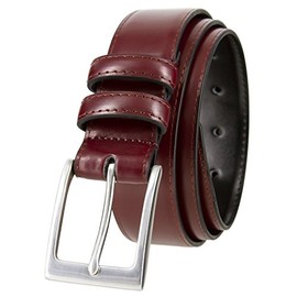Men's Dress or Casual Genuine Leather Belt 1 3/8" Wide (Burgundy,34)