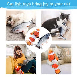 Tocirelo Interactive Cat Toys Flopping Fish with Catnip, Moving Cat Toys for Indoor Cats 2Pack, 11" Electric Automatic Cat Kicker Exercise Toy, Wiggle SilverVine Floppy Fish for Small Dogs, Kitten