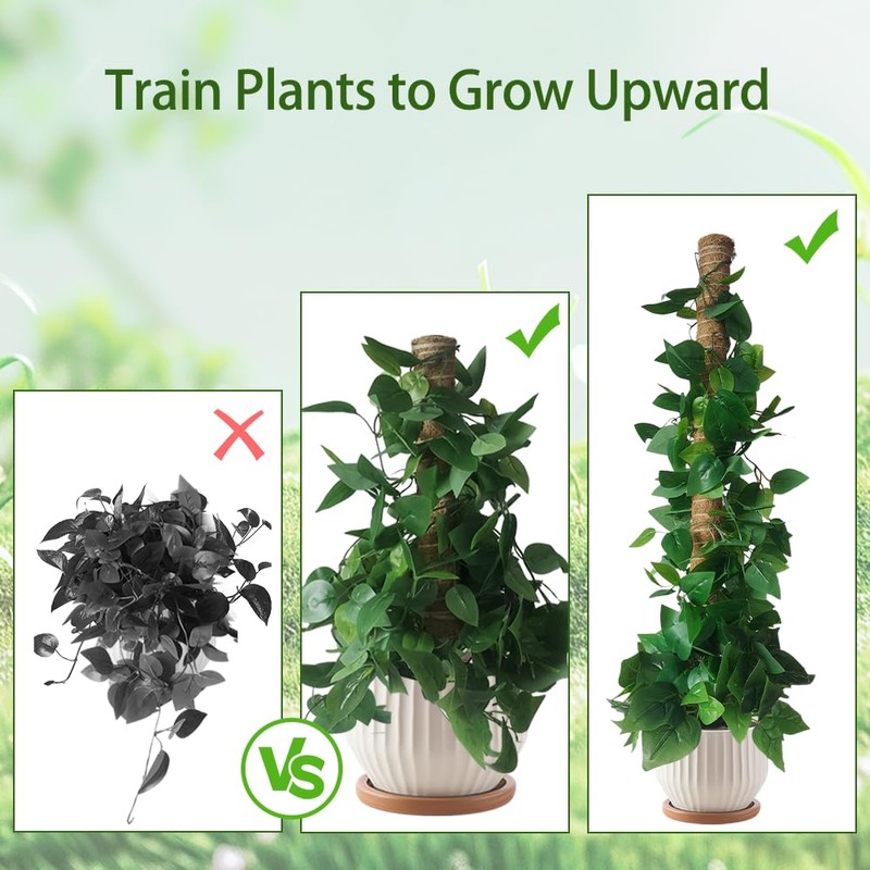Moss Pole Monstera Plant Support: 4 Pack 16 inch Stackable
