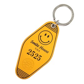 Standard Factory mkr-001 [Genuine Leather] Motel Hotel Smile Leather Key Ring Key Chain Cowhide Leather, yellow
