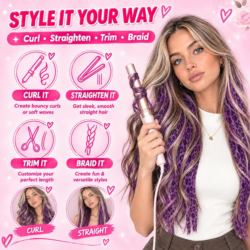 8PCS Raccoon Tail Hair Extensions,Chocolate Brown Scene Hair Extensions
