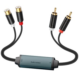 Duttek Ground Loop Noise Isolator 20cm, RCA Noise Filter, Eliminate the Buzzing Noise for Car Audio/Home Stereo System with RCA Audio Cable