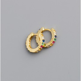 Unbranded 18K Gold Plated Small Colorful Cz Huggie Hoop Earrings 11mm Women Girl I36