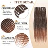 PORSMEER 20 Strands/Pack Ombre Brown Synthetic Dreadlocks Extensions,Handmade Hippie Dreadlock