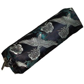 Uoocg Retro Brocade Pencil Case Large Adult Pencil Case for School College Students Girls, black, Cosmetic bag