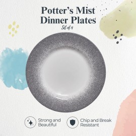 Portmeirion Potter's Mist Dinner Plate, Set of 4 - Grey