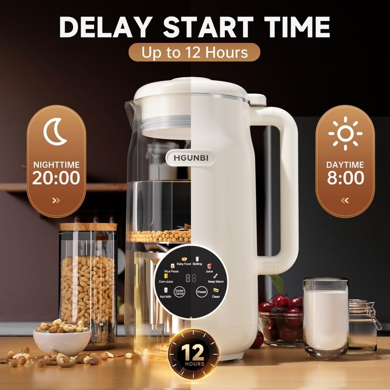 8-in-1 Automatic Nut Milk Maker Machine, 50oz Soy Milk Maker