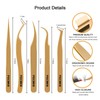 POCMKO Lash Extension Tweezer, 5 Pcs High Precision Lash Tweezers