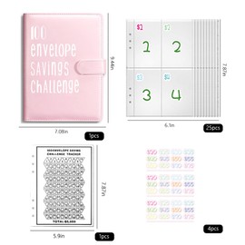 ZALHIN Budget Binder A5 (Pink) - Saving Challenge for Budget Planner, Beginner Budget, Budget Planner Accessories, Money Saving Challenge Folder, Easy and Fun Way to Save 5050