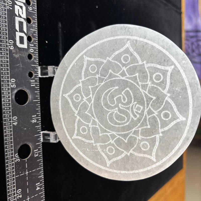 4” Selenite Charging Plate “ohm Blossom “
