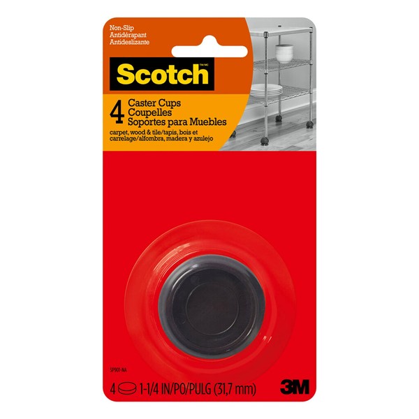 Scotch Caster Cups, Round Hard Brown 1.25-in 4pk, Chair Leg