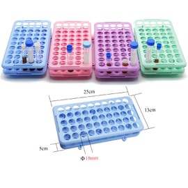 LSVERDE 2 Pcs Plastic Test Tube Rack Holder for 5ml/10ml/15ml Centrifuge Tubes, Detachable,Silicone Pad Tubes 50 Holes with Hole Diameter 18 mm (Pink）