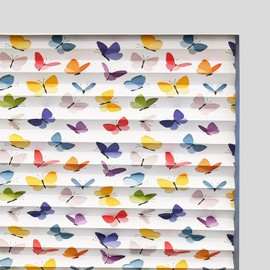 Redi Shade No Tools Original Printed Light Filtering Pleated Paper Shade, Butterflies, 36" W x 72" L, 4 Pack