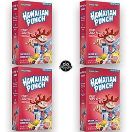 Hawaiian Punch Juicy Red Sugar-Free Powdered Drink Mix 4 Count of 8 packets each for Total of 32 Sticks bundle packaged by D'Elite Box