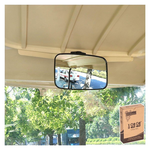 10L0L 9.5 * 7.5" Large Radian Extra Wide Panoramic Rear View Mirror Black Fits for EZGO Yamaha Club Car Golf Cart