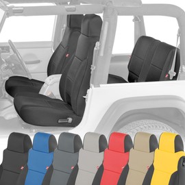 Diver Down Neoprene Seat Cover Set - Fits Jeep TJ 1997-2006 Wrangler - Front and Back Seat Set-Waterproof Custom Fit Seat Covers - Soft Padded Cushion Feel - Thermal Resistant - (Black, 2003-2006)