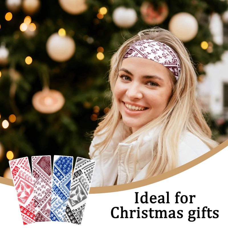 Red Black Blue Paisely Hair Head Bandana Headband for Women
