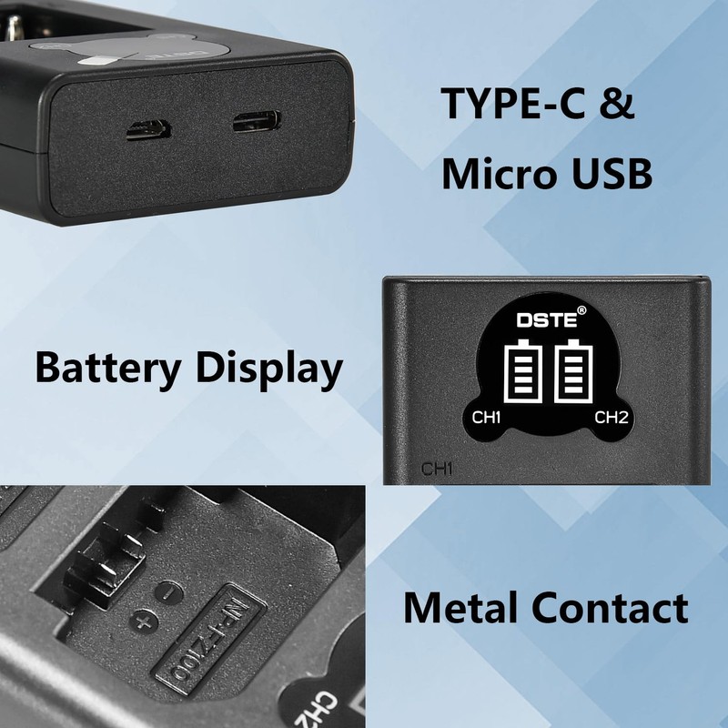 DSTE NP-FZ100 Battery Charger, Dual LCD Charger Compatible with Sony